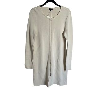 NWT Talbots Ribbed Long Sleeve Zipper Cardigan Crème Neutral size Medium